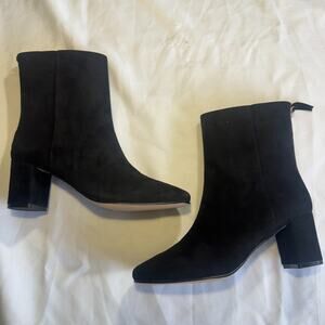 🖤 J.Crew Black Suede Ankle Boots with Block Heel - Style AQ747 sz 6.5